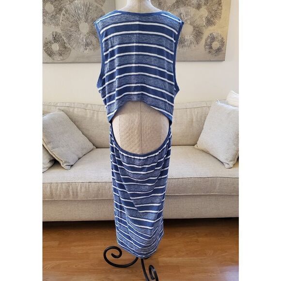 BP Stripe Tank Split Back Midi Dress size 4X in Blue/White - NEW - Picture 7 of 11